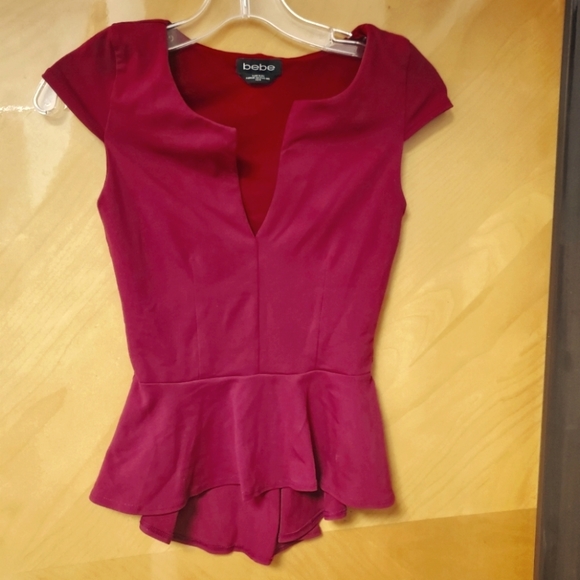 Bebe Peplum Streach Top (made in US) - Picture 4 of 5